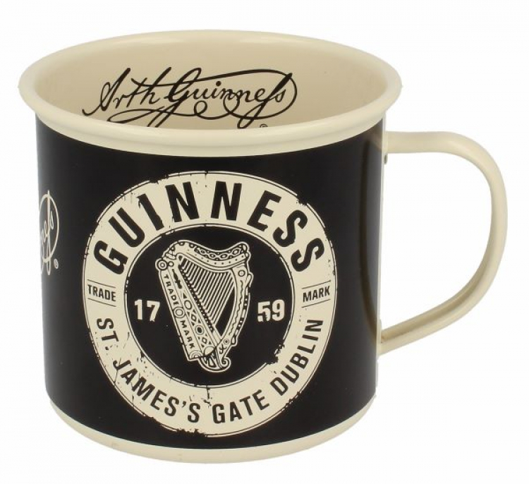 Guinness Emaillebecher Trademark Label Cream